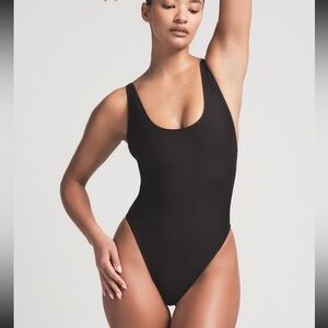 Skims signature swim scoop neck one piece medium black